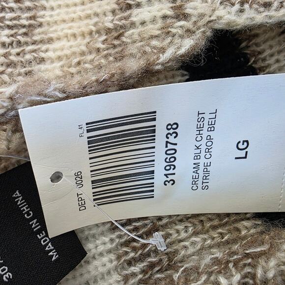 Hot topic Social Collision Cream & Black Stripe Girls Crop Sweater sz L - Picture 7 of 10